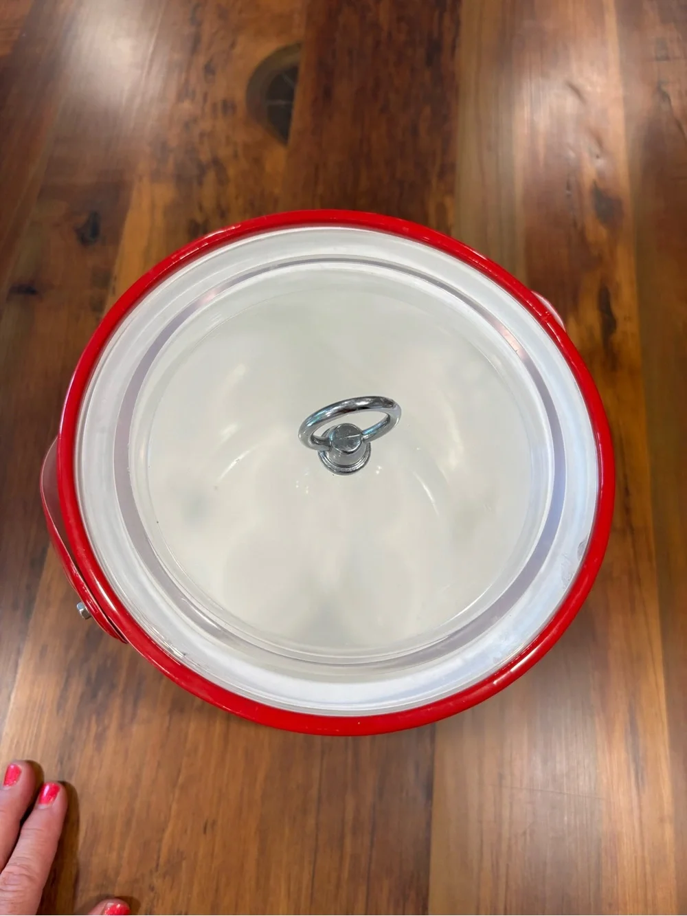 Vintage Georges Briard Red & White Ice Bucket